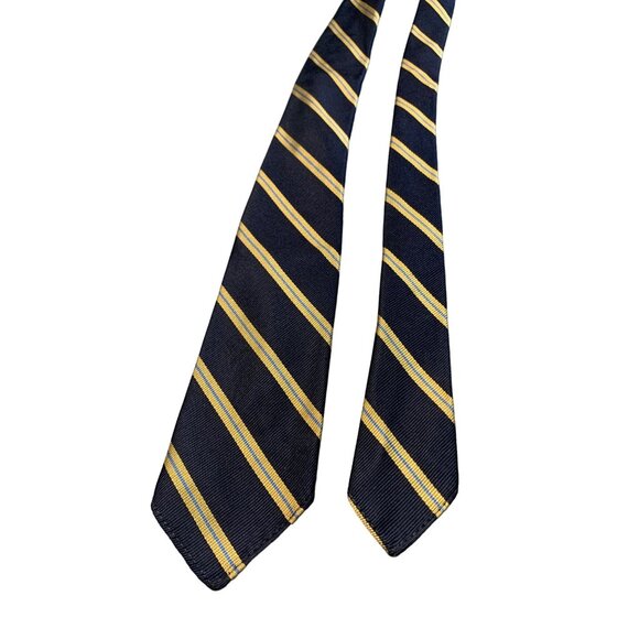Authentic English Regimental Tie Black and Gold Striped Necktie - Picture 1 of 6